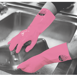 1 x Pair of Pink rubber gloves - Large (144 pairs per case)