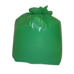 Green refuse sacks on a roll