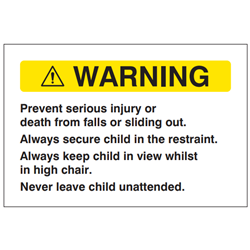 High Chair Safety Sign - Self Adhesive