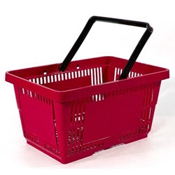 22L Plastic Shopping Basket - Red