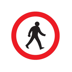 600mm Pedestrians Prohibited sign