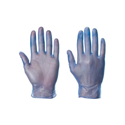 Blue Vinyl Powdered Gloves - Large