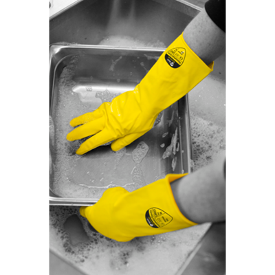 1 x Pair Yellow rubber gloves - Large (144 pairs per case)