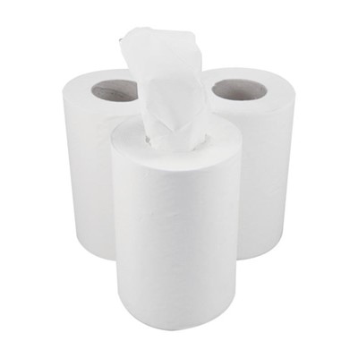 1 Ply mini Centrefeed White Tissue Rolls